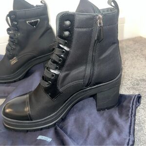 Prada Black Lace-Up Heeled Boots